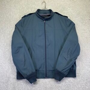 Vintage London Fog Mens Bomber Jacket Size 46 Long Navy Blue Zip Up 80s